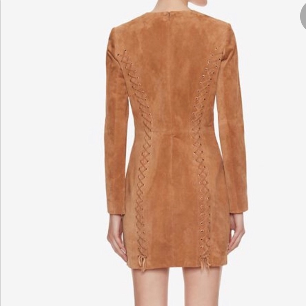 INTERMIX Brown Isaac Lace Up Suede Dress - Picture 2 of 11